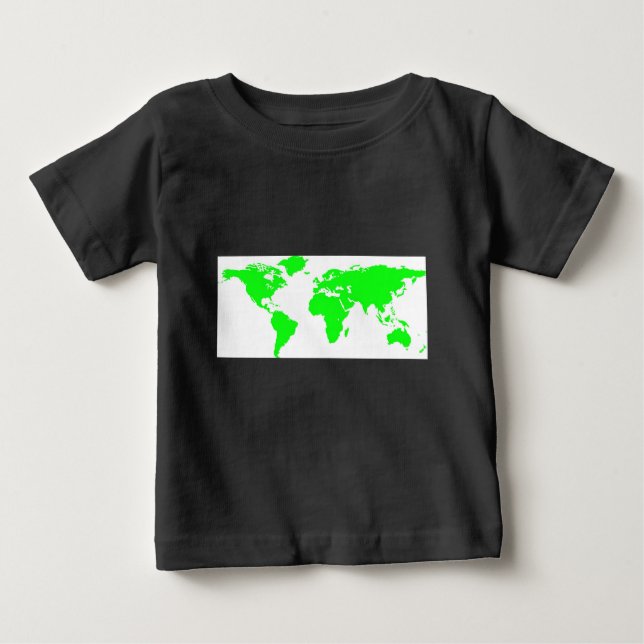 Camiseta De Bebé Mapa Verde del Mundo Blanco (Anverso)