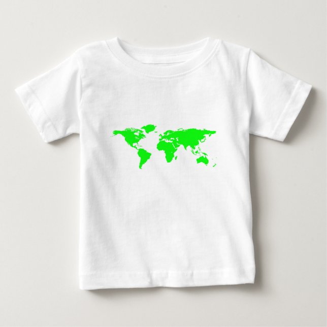 Camiseta De Bebé Mapa Verde del Mundo Blanco (Anverso)