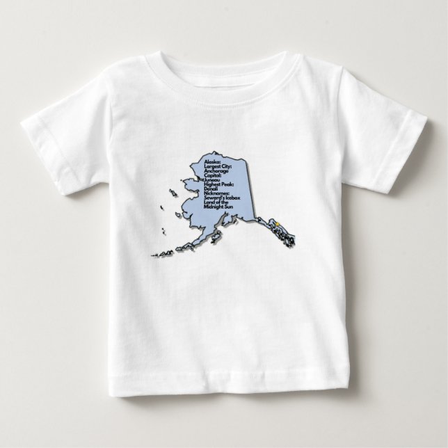Camiseta De Bebé Mapa y datos de Alaska (Anverso)