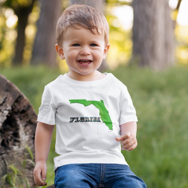 Camiseta De Bebé Mapa y texto del estado de Florida (Florida State Map and Text Baby T-Shirt)