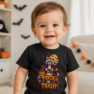 Camiseta De Bebé Mapache Trick or Trash Vampiro Halloween Niño Pequ