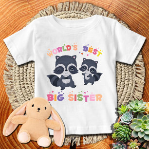 Camiseta De Bebé Mapaches Adorables 🦝 La Mejor Hermana Mayor