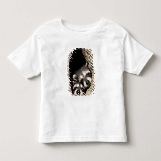 Camiseta De Bebé Mapaches bebés en cavidad de árbol Procyon (Anverso)