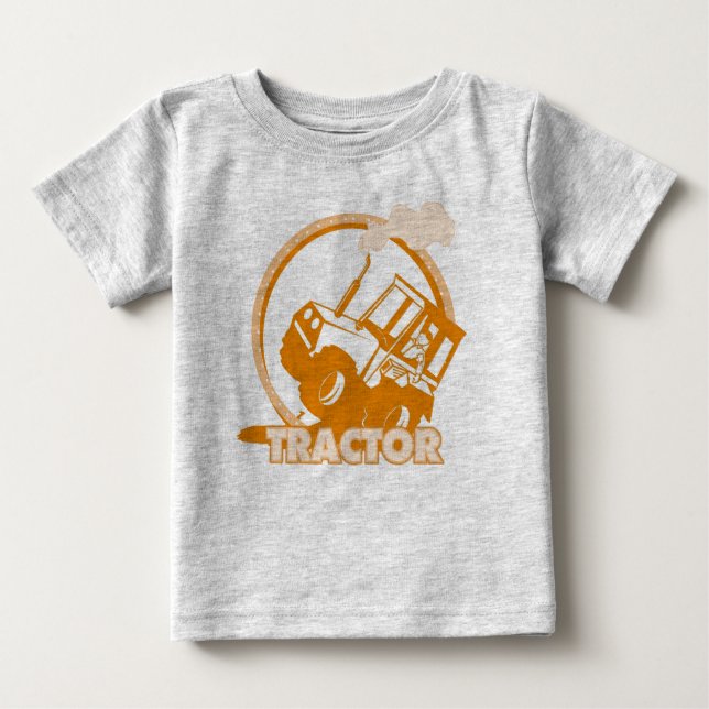 Camiseta De Bebé Maquinaria agrícola anaranjada del tractor (Anverso)
