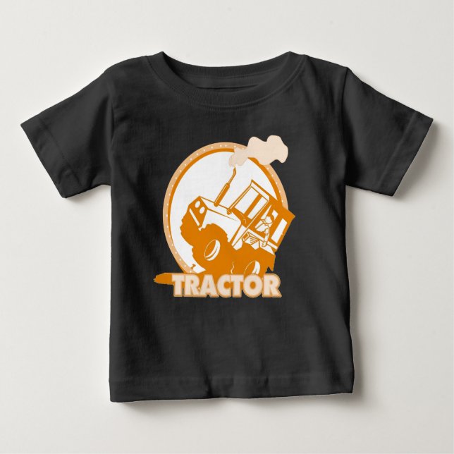 Camiseta De Bebé Maquinaria agrícola anaranjada del tractor (Anverso)