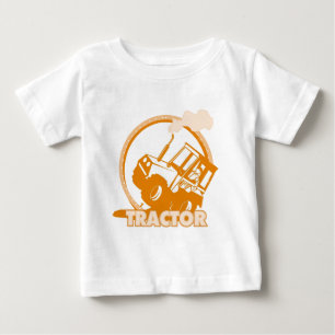 Camiseta De Bebé Maquinaria Agrícola Tractor Naranja