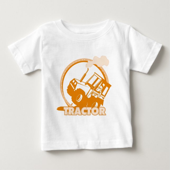 Camiseta De Bebé Maquinaria Agrícola Tractor Naranja (Anverso)