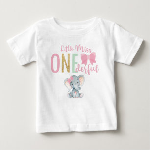 Camiseta De Bebé Maravillosa Elefante 1° cumpleaños de la señorita 