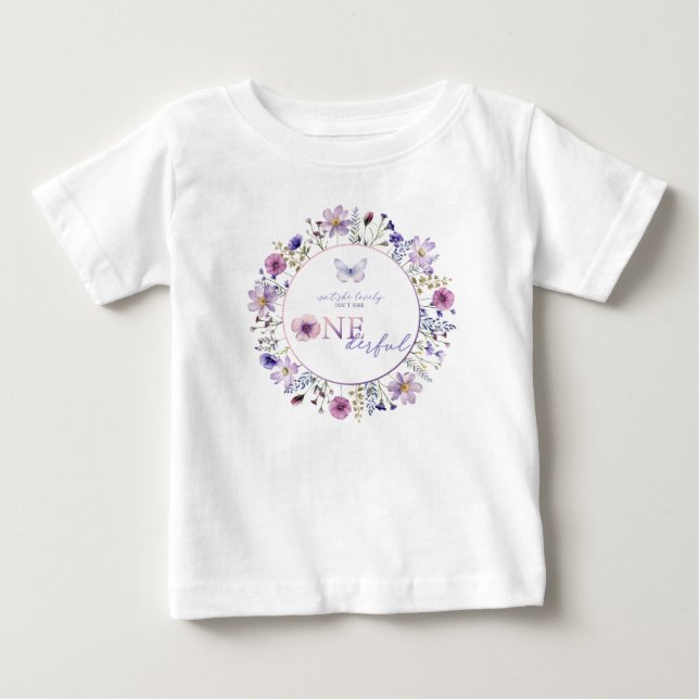 Camiseta De Bebé Maravillosa flor silvestre Primera bebé cumpleaños (Anverso)