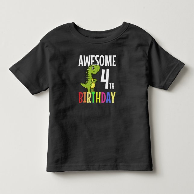 Camiseta De Bebé Maravilloso cuarto cumpleaños: Dinosaurios niños d (Anverso)