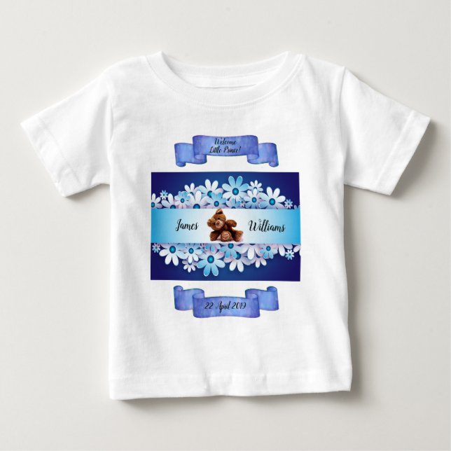 Camiseta De Bebé Maravilloso y caprichoso oso azul personalizado (Anverso)