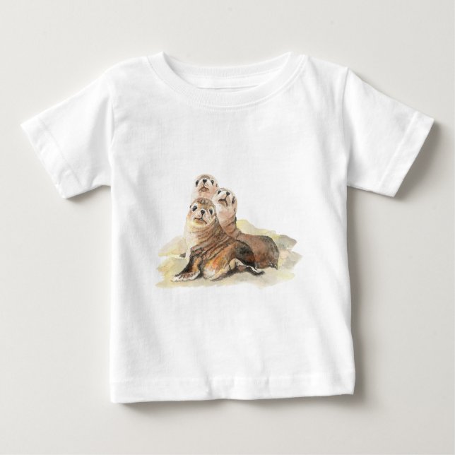 Camiseta De Bebé Marcas curiosas, animales acuarelas (Anverso)