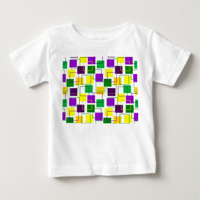 Camiseta De Bebé Mardi Gras cuadradas y líneas generales (Anverso)