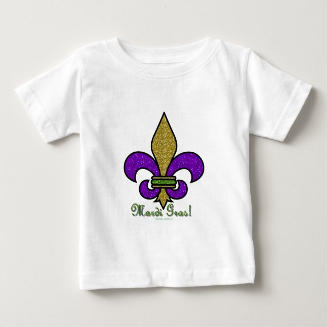 Camiseta De Bebé Mardi Gras Fleur De Lis (Anverso)