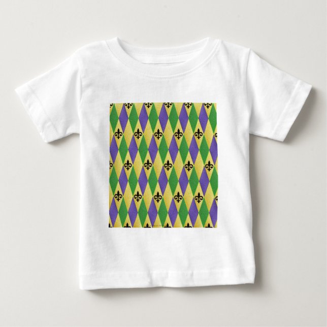 Camiseta De Bebé Mardi Gras Harlequin Fleur De Lis (Anverso)