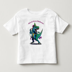 Camiseta De Bebé Mardi Gras Madness T Rex Dinosaur Bead Mardi Grawr