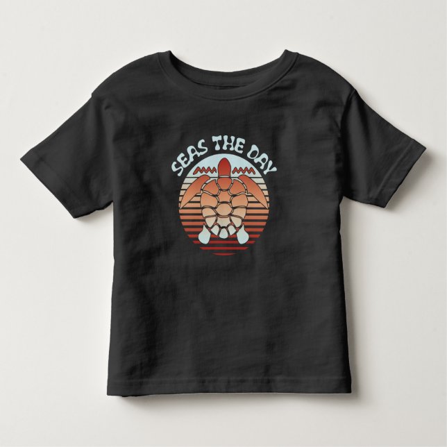 Camiseta De Bebé Mares El Día | Tortuga de verano con vibraciones (Anverso)