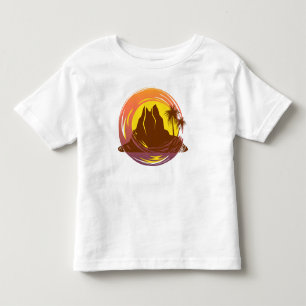 Camiseta De Bebé Margen con el paisaje volcánico tropical y palmera