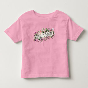 Camiseta De Bebé Marguerite Nombre Vintage Floral Banner Cute & Gir