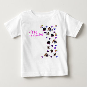 Camiseta De Bebé Maria, Nombre Con Cerdos Y Pansies De Guinea,