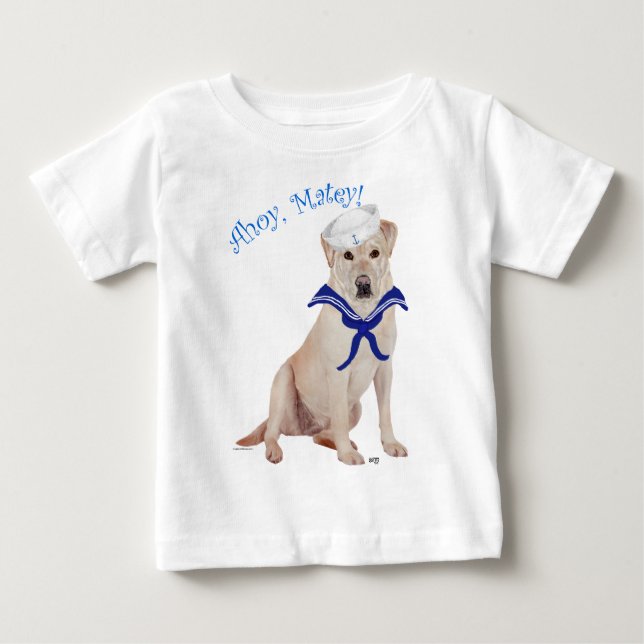 Camiseta De Bebé Marinero Labrador Amarillo (Anverso)
