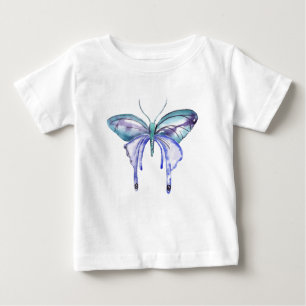 Camiseta De Bebé Mariposa acuarela azul Aqua Purple