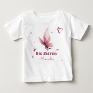 Camiseta De Bebé Mariposa acuarela de la Gran Hermana personalizada