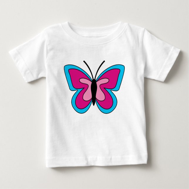 Camiseta De Bebé Mariposa azul magenta rosa (Anverso)