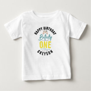 Camiseta De Bebé Mariposa Caprichosa Floral 1er Cumpleaños
