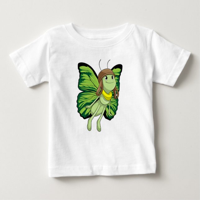 Camiseta De Bebé Mariposa como piloto con gorra piloto (Anverso)
