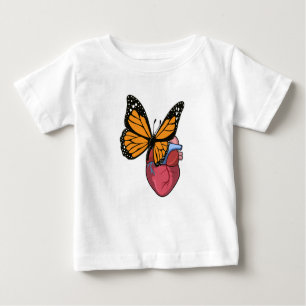 Camiseta De Bebé Mariposa con corazón