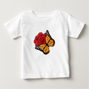 Camiseta De Bebé Mariposa con Rosa