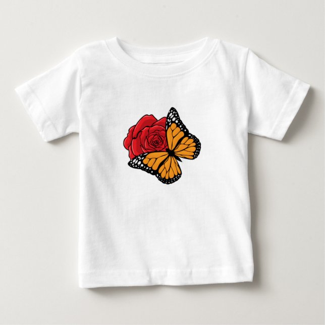 Camiseta De Bebé Mariposa con Rosa (Anverso)