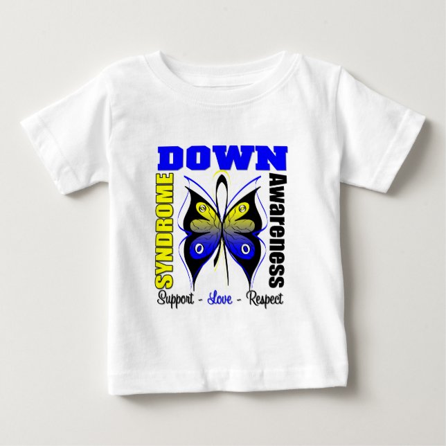 Camiseta De Bebé Mariposa de la conciencia de Síndrome de Down (Anverso)