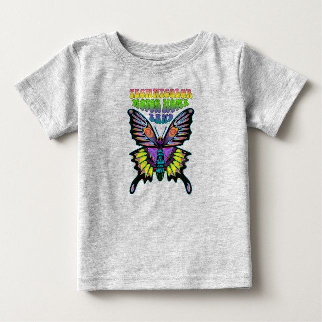 Camiseta De Bebé Mariposa de la Paz Psicodélica de la Banda TMH (Anverso)