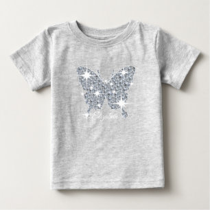 Camiseta De Bebé mariposa falsa de diamantes personalizada