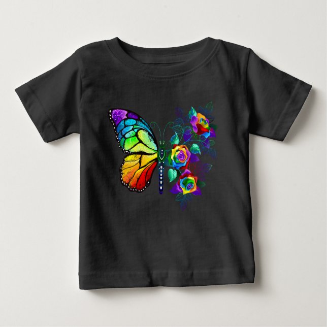 Camiseta De Bebé Mariposa florida arcoiris (Anverso)