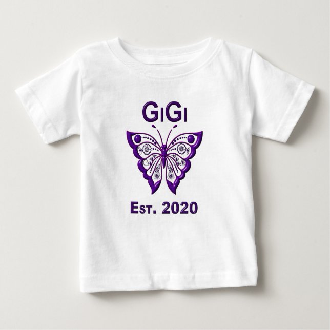 Camiseta De Bebé Mariposa Gigi "Est 2020" (Anverso)