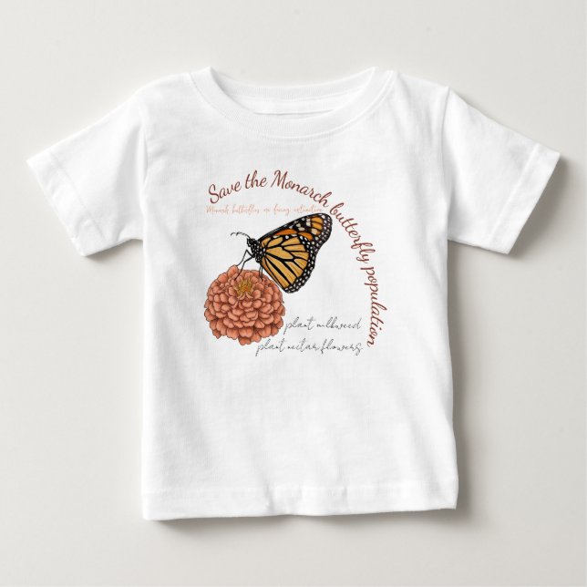 Camiseta De Bebé Mariposa Monarca Personalizable (Anverso)