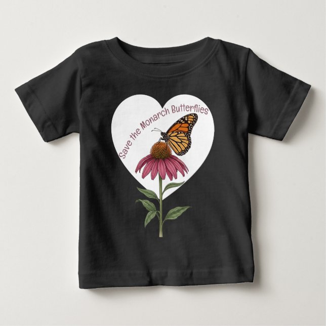 Camiseta De Bebé Mariposa Monarca Personalizable (Anverso)