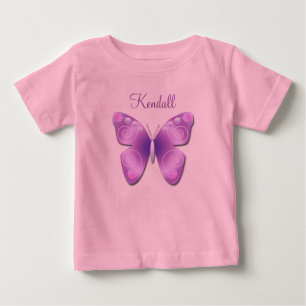 Camiseta De Bebé Mariposa morada personalizada