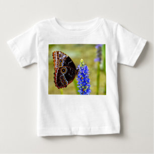 Camiseta De Bebé Mariposa morfo azul en una orquídea de mariscos