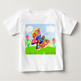 Camiseta De Bebé mariposa personalizado brillante en un campo entre