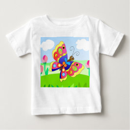 Camiseta De Bebé mariposa personalizado brillante en un campo entre