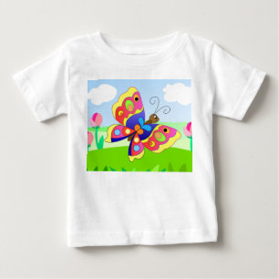 Camiseta De Bebé mariposa personalizado brillante en un campo entre