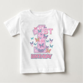 Camiseta De Bebé Mariposa Primer cumpleaños que vuelve una mariposa