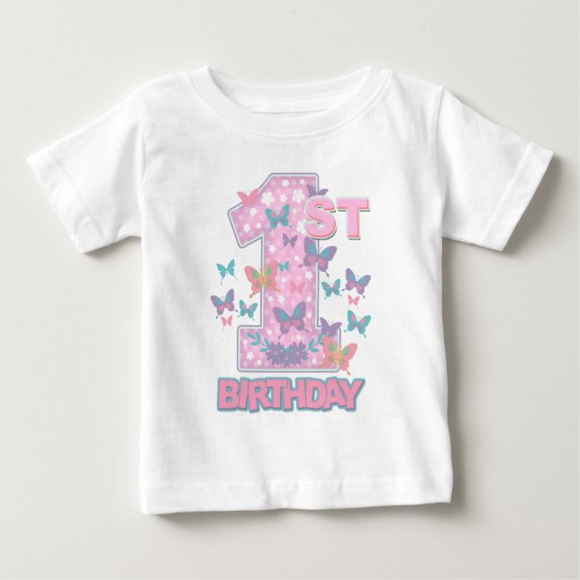 Camiseta De Bebé Mariposa Primer cumpleaños que vuelve una mariposa (Anverso)