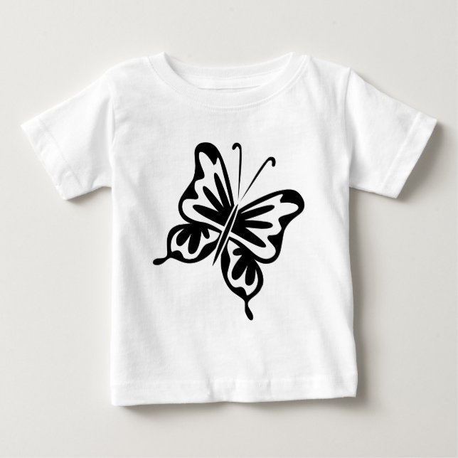 Camiseta De Bebé Mariposa retro - Negro (Anverso)