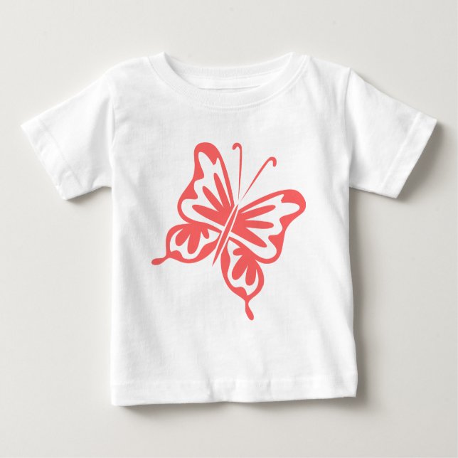 Camiseta De Bebé Mariposa retro - Rosa tropical (Anverso)