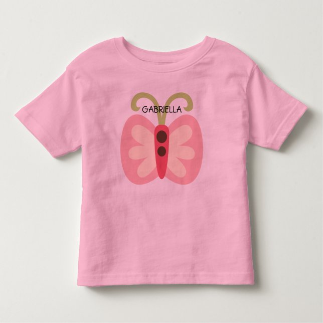 Camiseta De Bebé Mariposa rosa con nombre (Anverso)